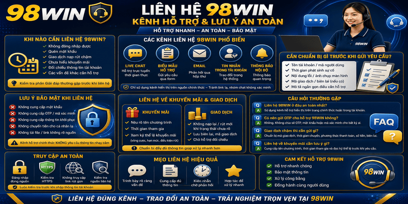 Liên Hệ 98WIN – Kênh Hỗ Trợ Và Lưu Ý An Toàn