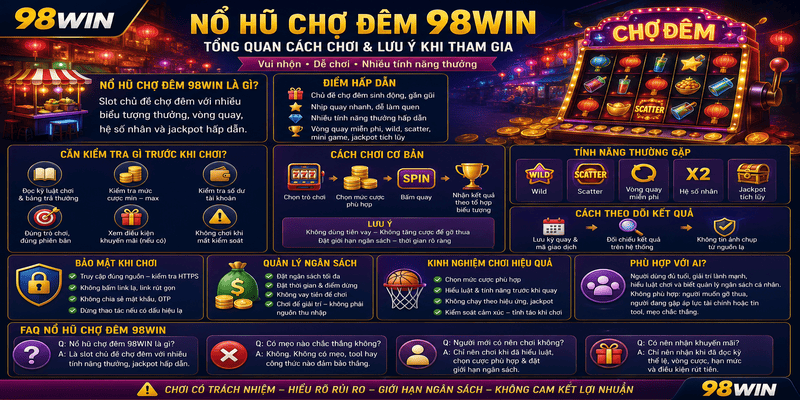 Nổ Hũ Chợ Đêm 98WIN – Tổng Quan Cách Chơi Và Lưu Ý Khi Tham Gia